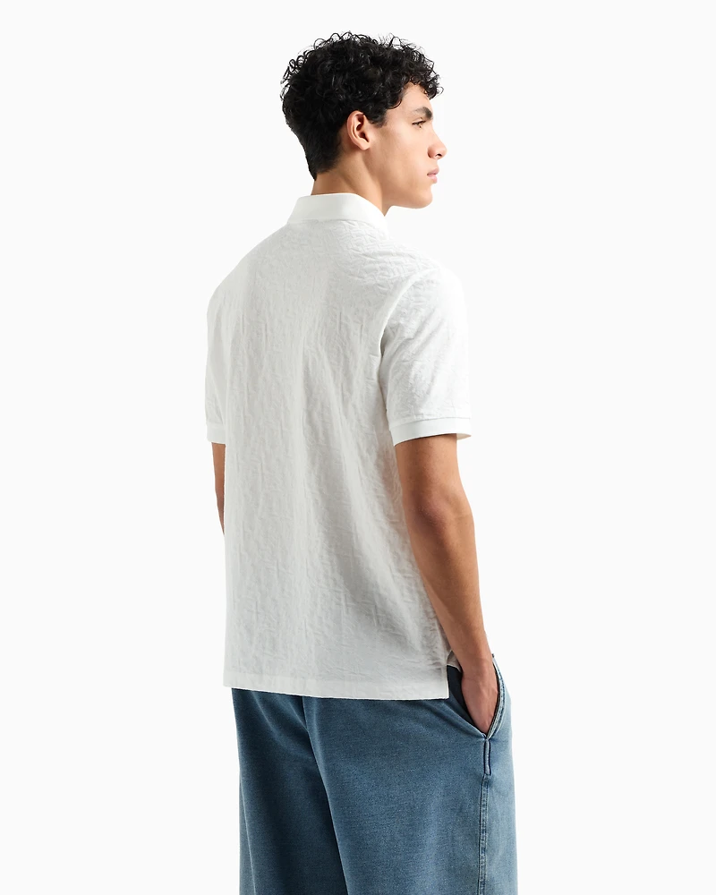 Regular fit polo shirt with tone-on-tone allover logo