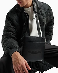 Flat shoulder bag with logo