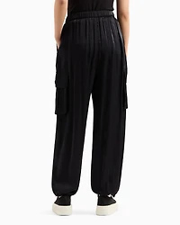 Cargo pants glitter satin fabric