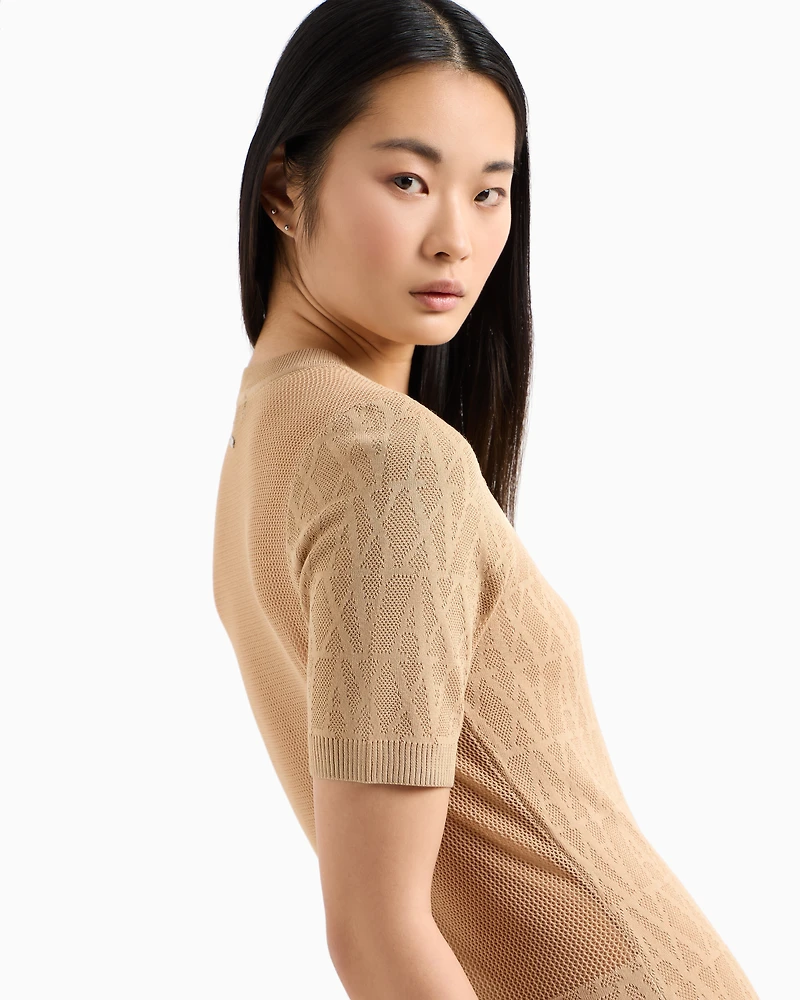 Longuette dress fabric with allover logo