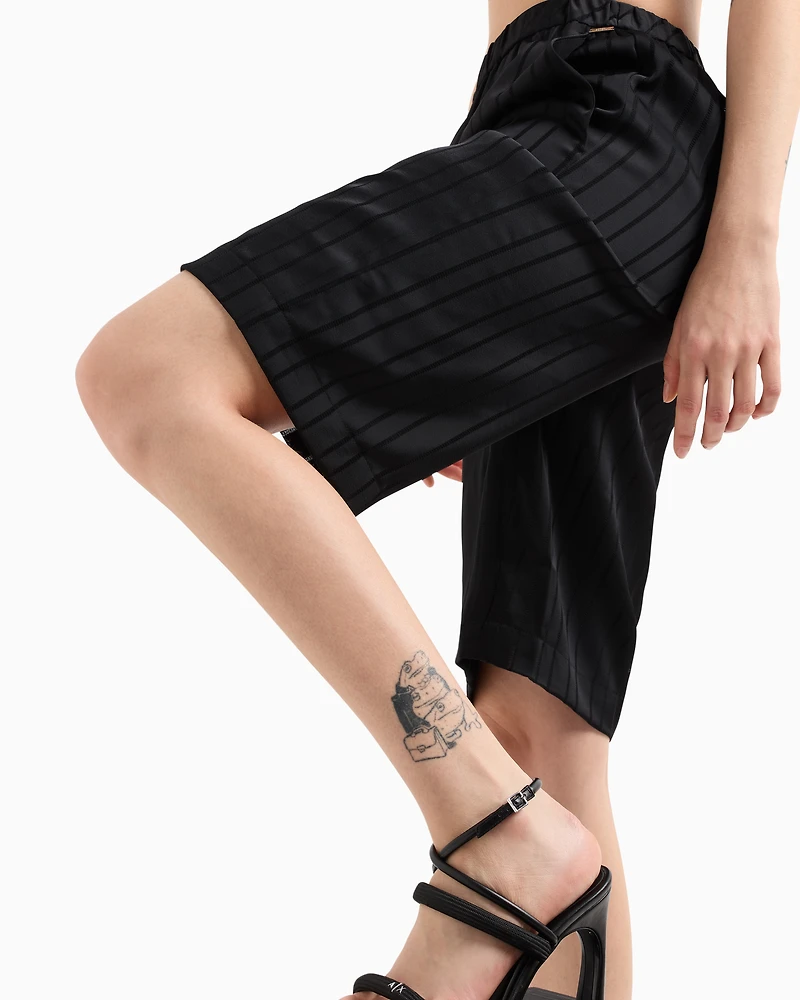 Bermuda shorts striped satin fabric