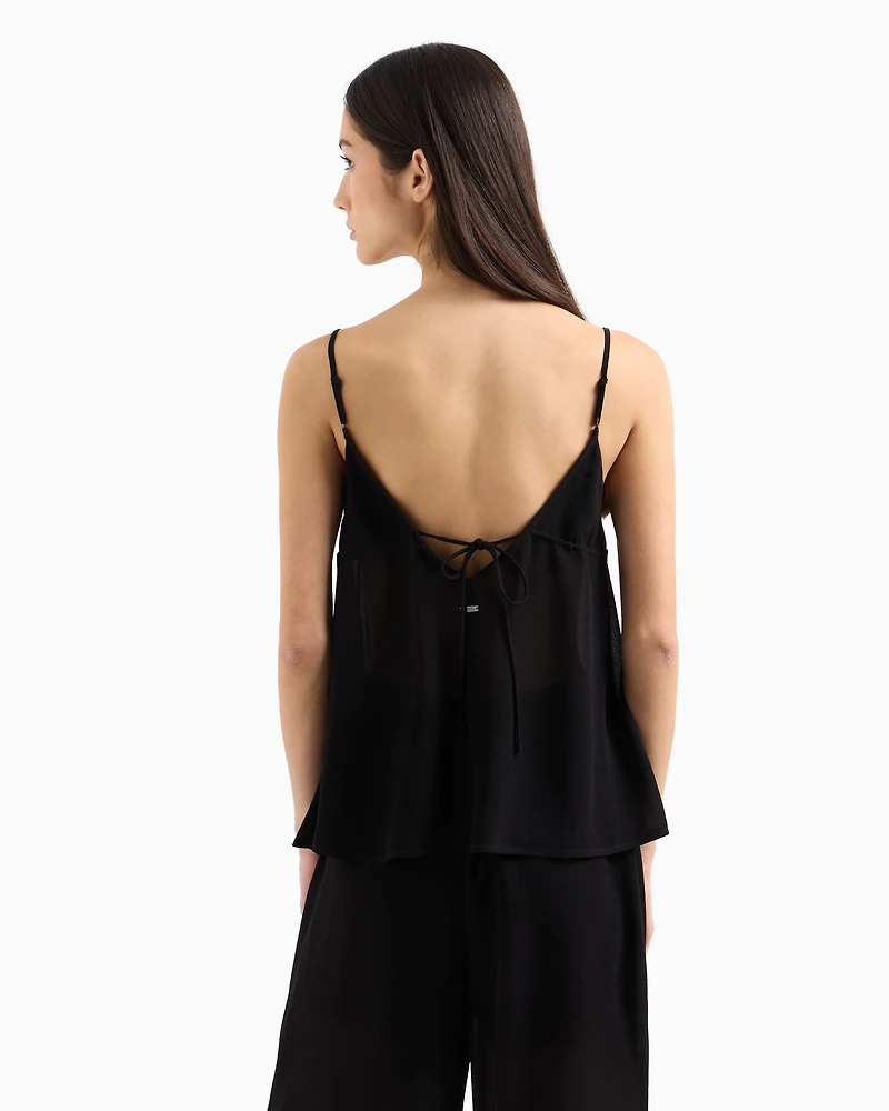 Viscose crepe top with tie