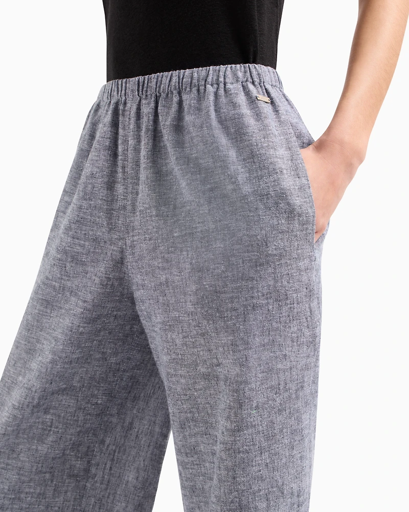 Oversized cotton and linen trousers