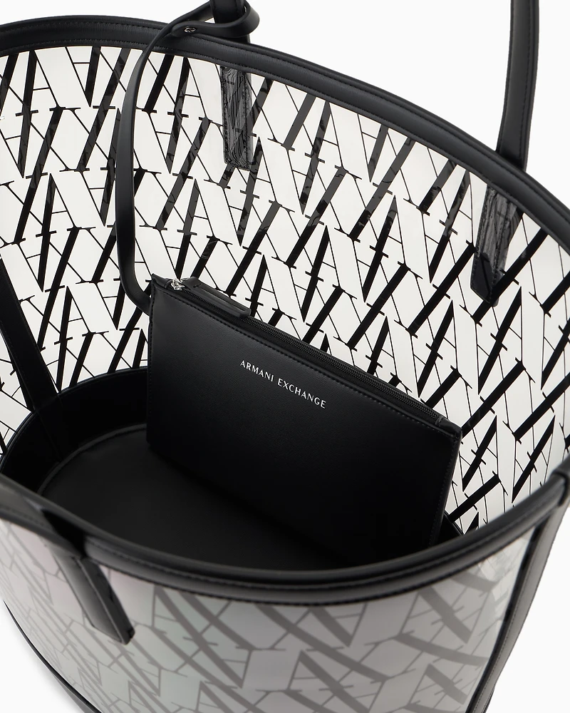Transparent shopper bag with allover logo
