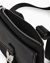 Flat shoulder bag with logo