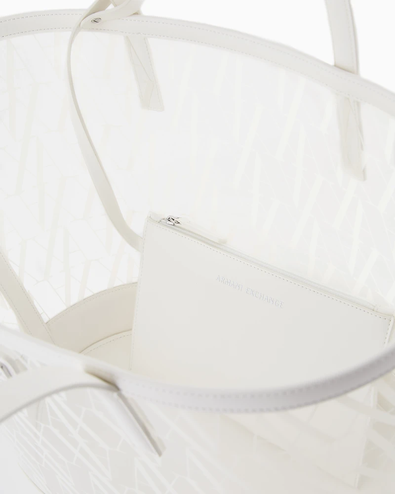 Transparent shopper bag with allover logo