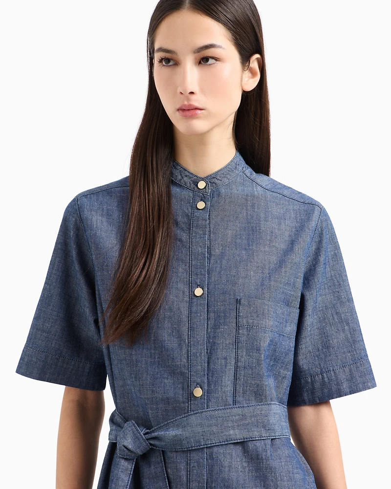 Cotton chambray smock dress