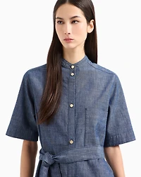 Cotton chambray smock dress