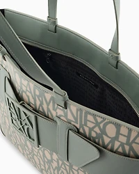 Shopper bag with allover contrasting logo