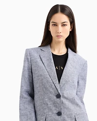 Single-breasted linen and cotton jacket