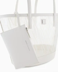 Transparent shopper bag with allover logo