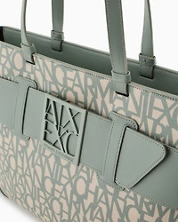 Shopper bag with allover contrasting logo