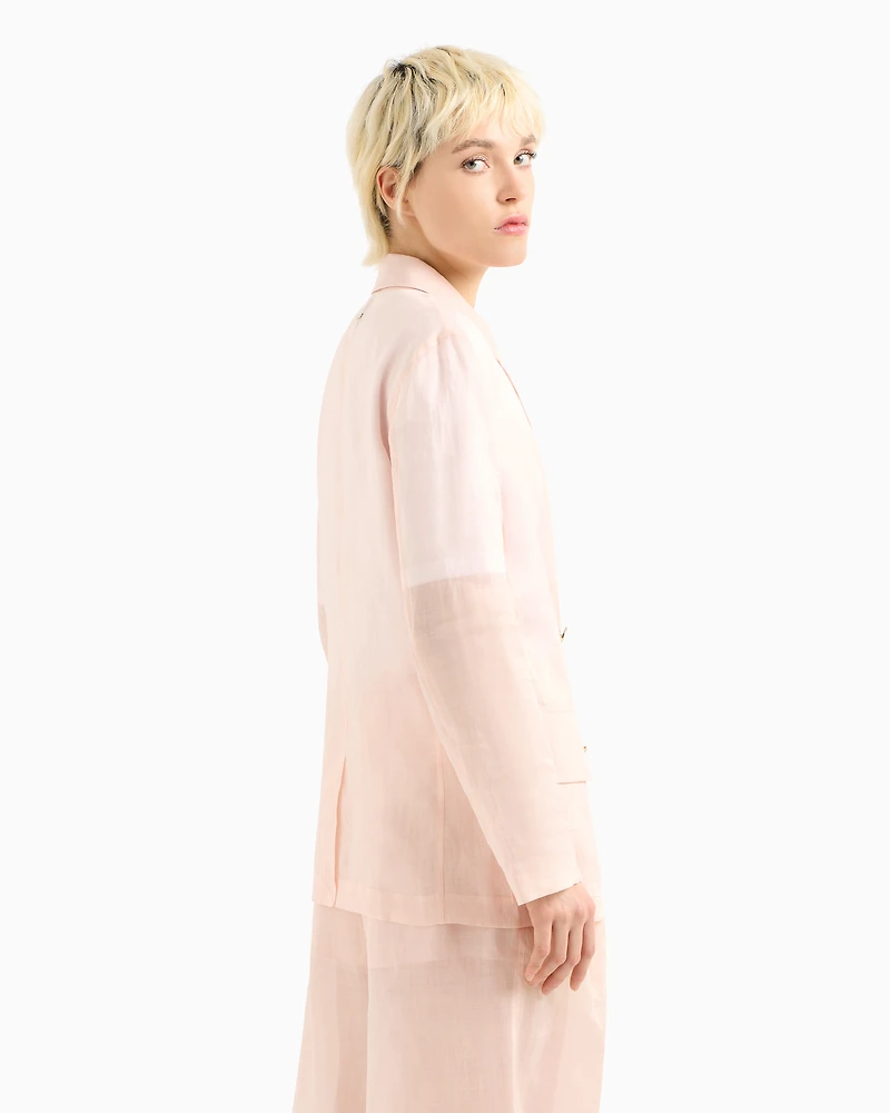 Double-breasted jacket cotton ramie