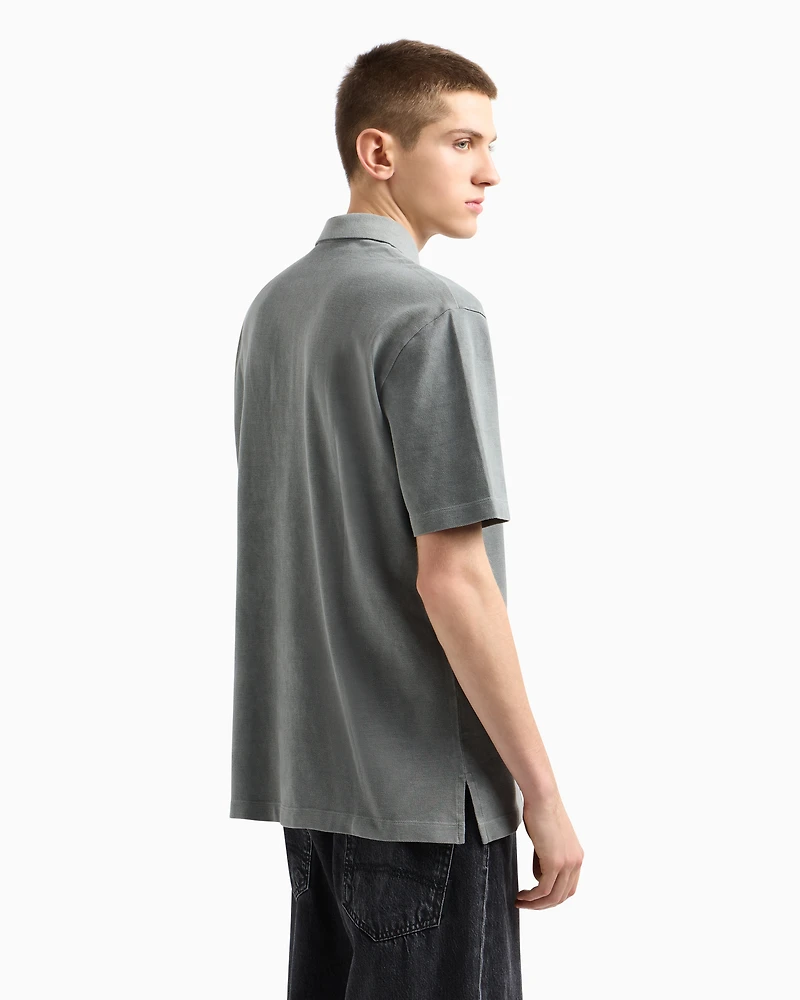 Used effect cotton piquet polo