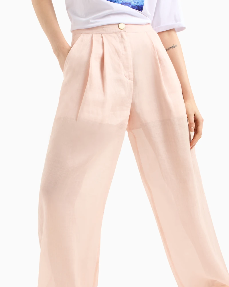 Cotton ramie pleated trousers