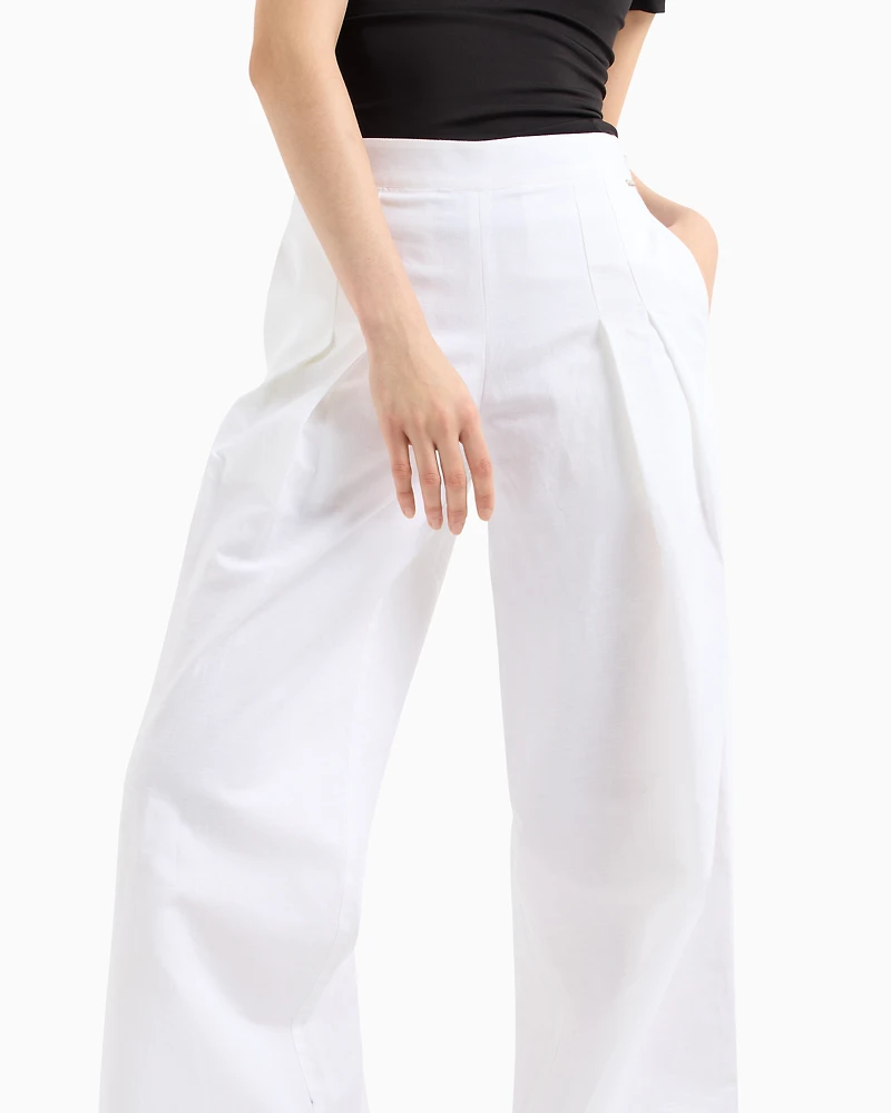 Wide leg trousers linen blend