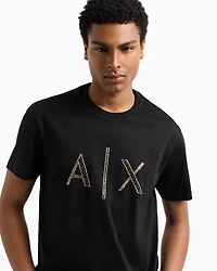 Regular fit T-shirt with rhinestone logo