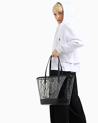 Transparent shopper bag with allover logo