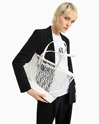 Transparent shopper bag with allover logo