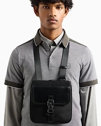 Flat shoulder bag with logo
