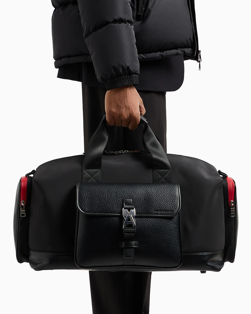 Duffel bag with external pockets