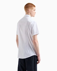 Slim fit short sleeve shirt stretch satin
