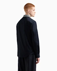 Slim fit stretch cotton shirt with contrasting collar