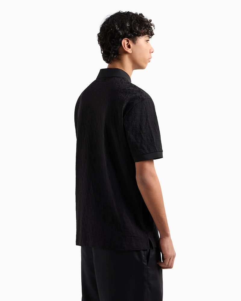 Regular fit polo shirt with tone-on-tone allover logo