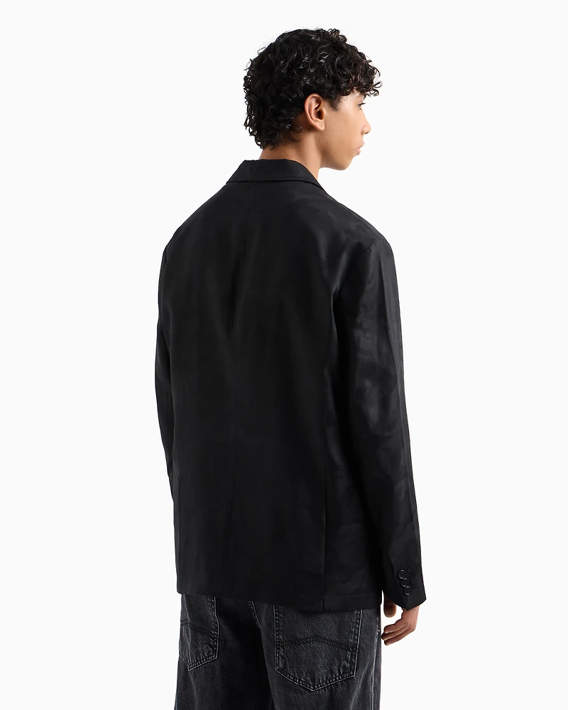 Single-breasted camouflage lyocell jacket