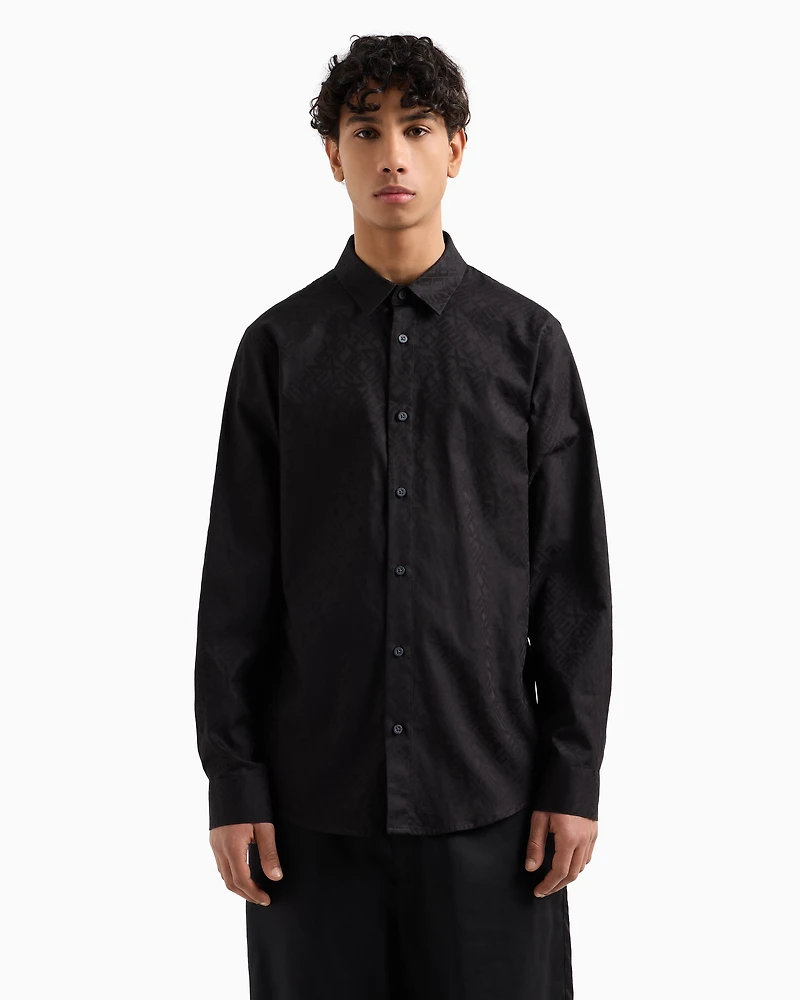 Regular fit cotton jacquard shirt
