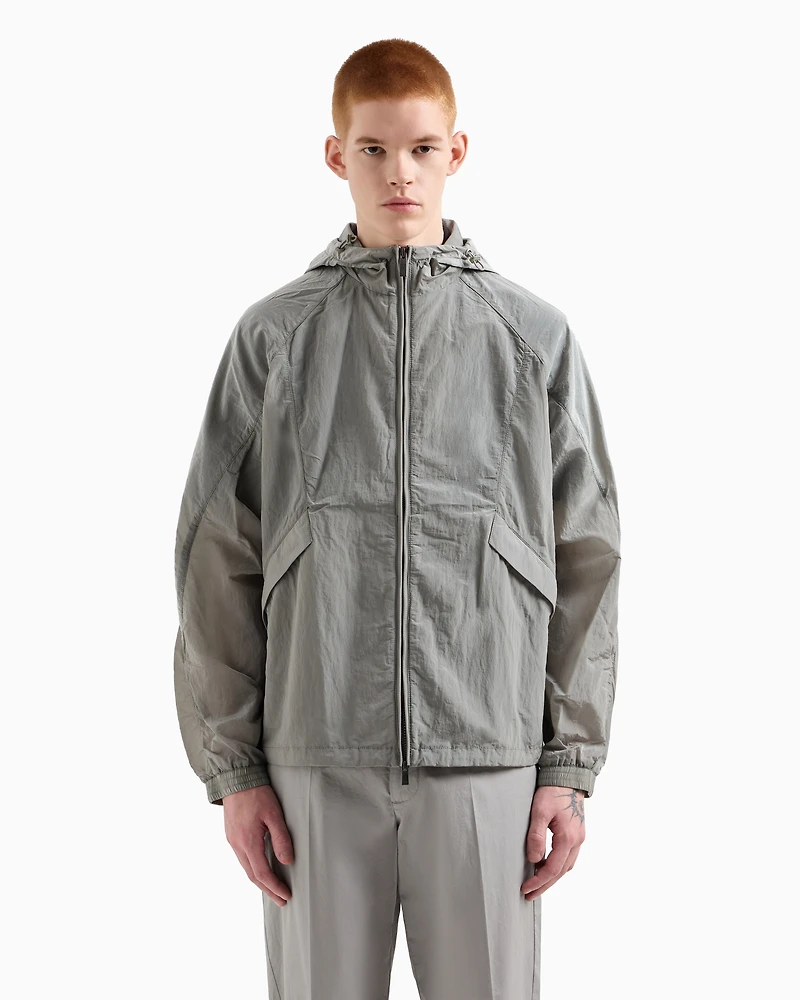 Nylon hooded blouson
