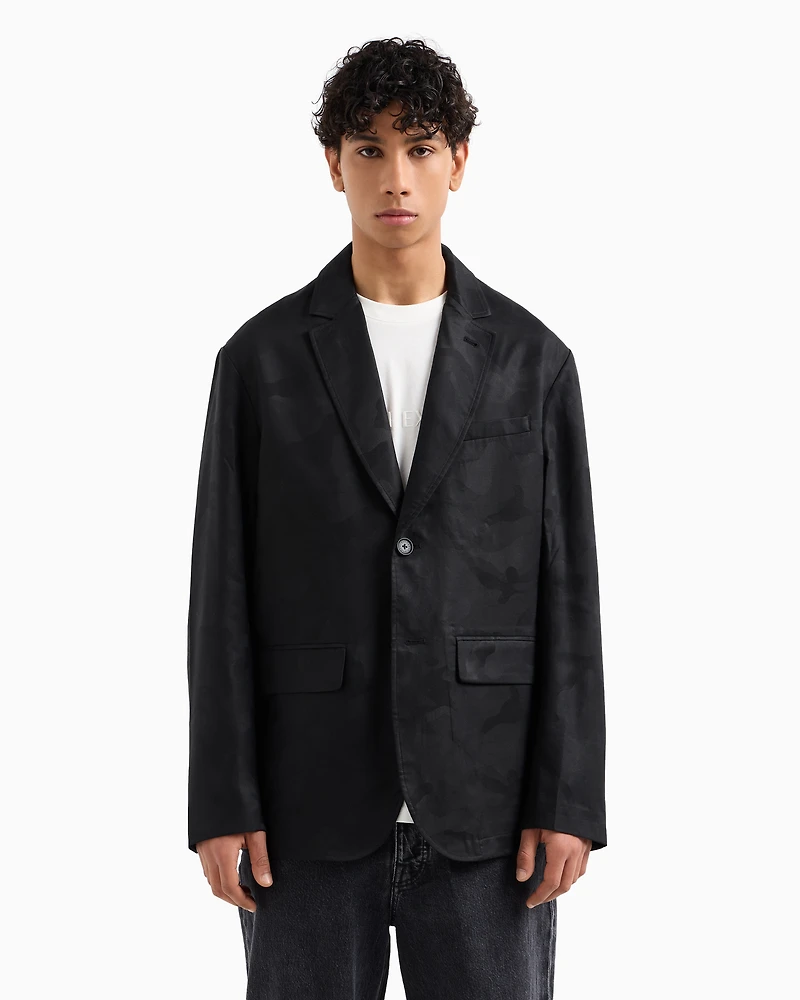 Single-breasted camouflage lyocell jacket