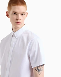 Slim fit short sleeve shirt stretch satin