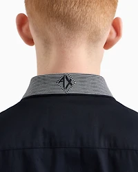 Slim fit stretch cotton shirt with contrasting collar