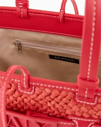 Straw shopper bag with logo band
