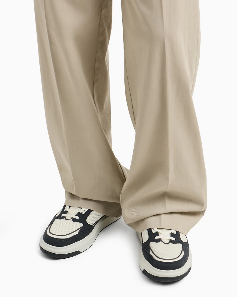 Oversized cotton twill trousers