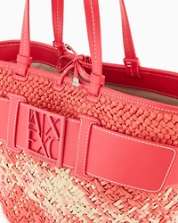 Straw shopper bag with logo band