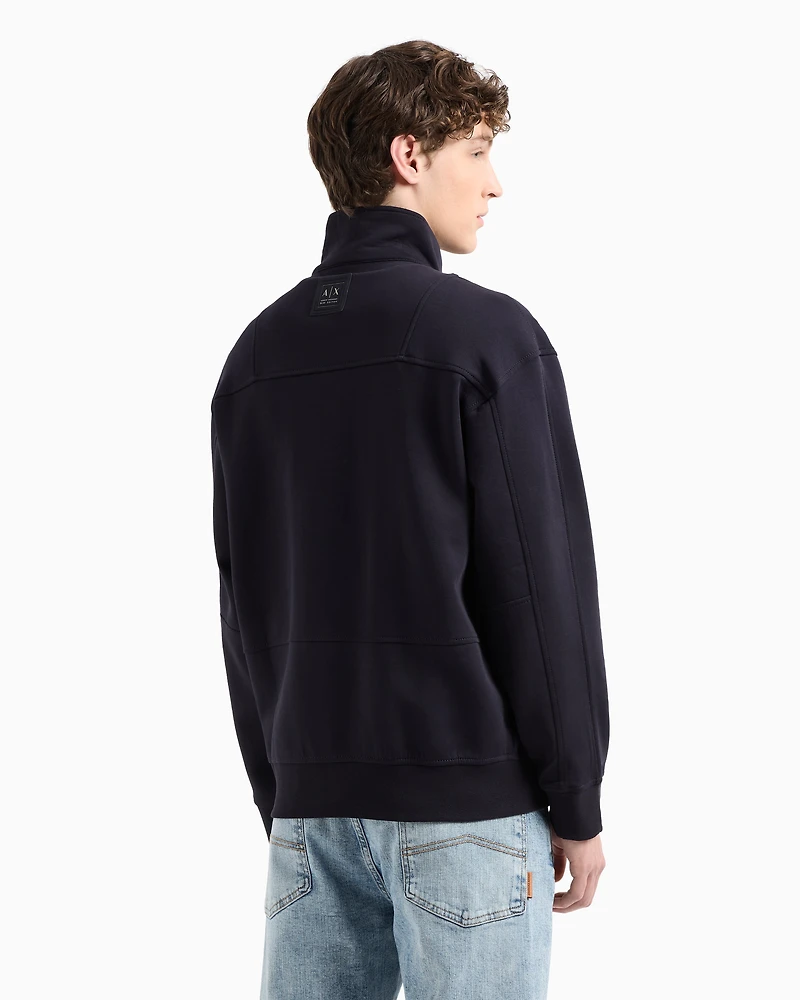 Full zip sweatshirt bonded cotton blend