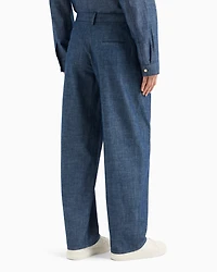 Chambray trousers with pleats