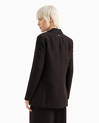 Double-breasted jacket fabric with allover logo