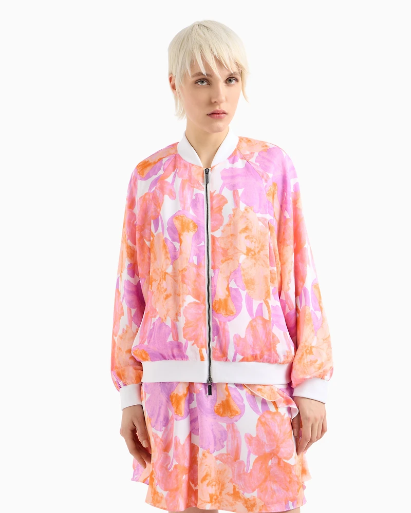 Bomber jacket floral fabric