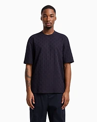 Regular fit cotton T-shirt with tone-on-tone allover logo