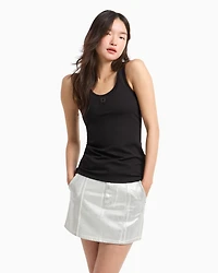 Stretch jersey tank top with logo plaque