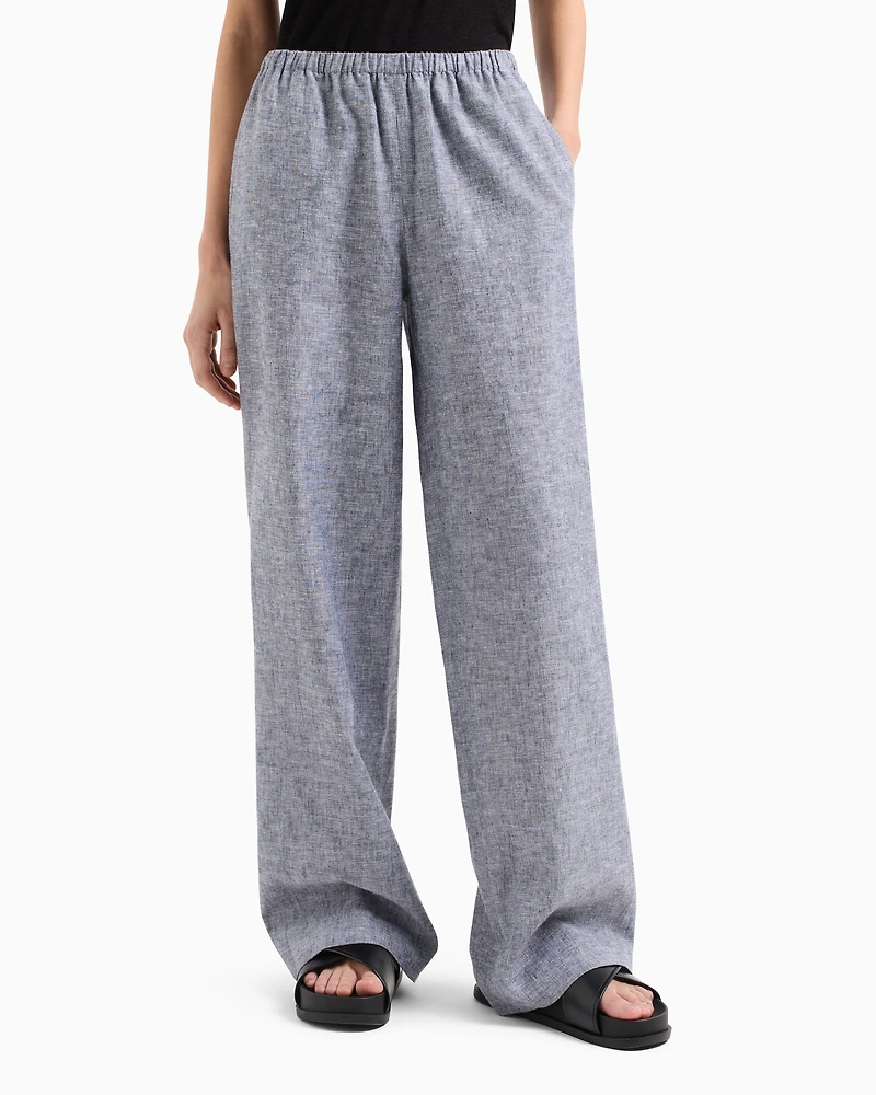 Oversized cotton and linen trousers