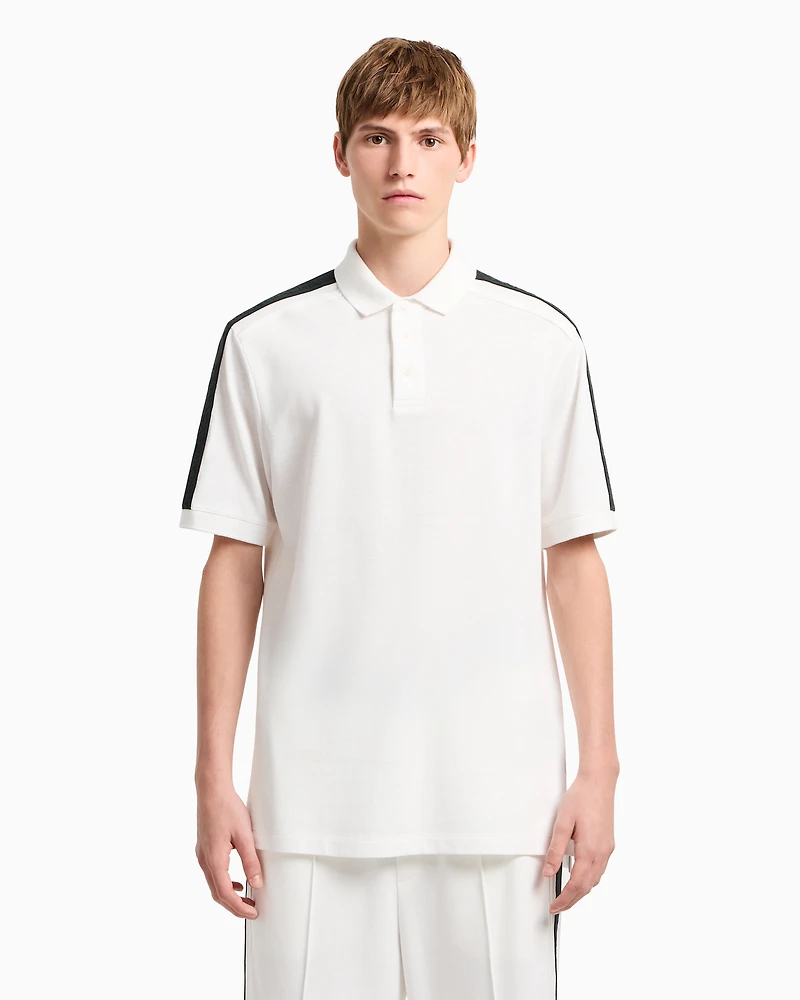 Regular fit piquet polo with shoulder bands