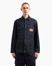 Denim jacket with logo patch
