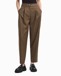 Twill pleated trousers