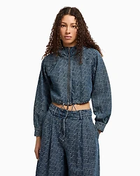 Short denim blouson with allover ASV logo