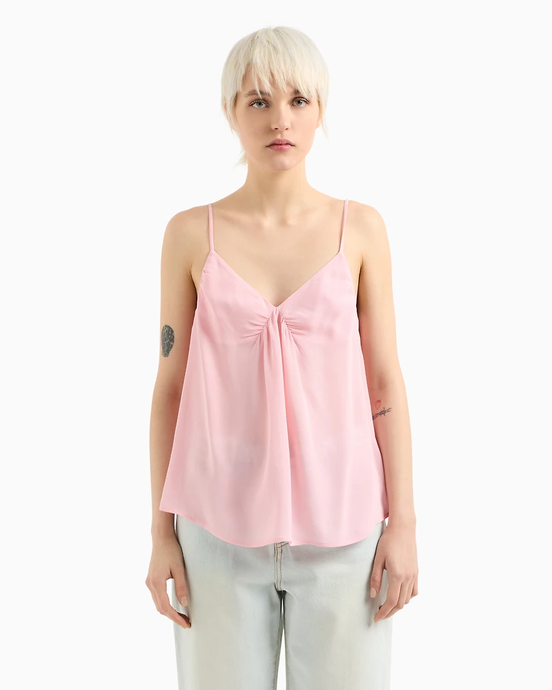 Viscose crepe top with tie