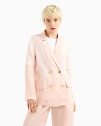 Double-breasted jacket cotton ramie
